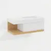 1000mm Modern Floating Bathroom Vanity Set With Single Basin Wall-Mount White & Natural