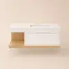 1000mm Modern Floating Bathroom Vanity Set With Single Basin Wall-Mount White & Natural