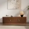 1600mm Solid Wood Fluted Oval TV Stand