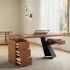 1600mm Walnut Office Desk with Drawer - Rubberwood, Modern Design