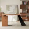 1600mm Walnut Office Desk with Drawer - Rubberwood, Modern Design