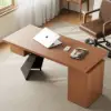 1600mm Walnut Office Desk with Drawer - Rubberwood, Modern Design