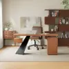 1600mm Walnut Office Desk with Drawer - Rubberwood, Modern Design