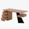 1600mm Walnut Office Desk with Drawer - Rubberwood, Modern Design