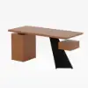 1600mm Walnut Office Desk with Drawer - Rubberwood, Modern Design