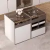 Saddle Leather Glass Top 7-Dresser Walk-In Closet Island with Light and Jewelry Display