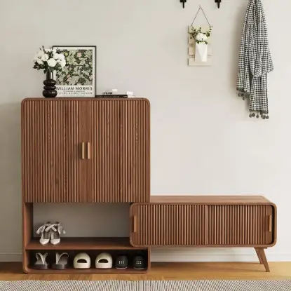 Ash Wood Veneer Shoe Storage Fluted Entryway Cabinet – AUD-H1850