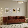 Axial 200 cm Boucle Fluted Sofa with Gold Legs & Pillows – Aurora