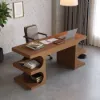 Modern 163 cm Rectangular Walnut Writing Desk with Storage