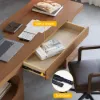 Modern 163 cm Rectangular Walnut Writing Desk with Storage
