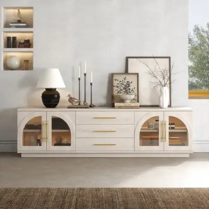 Picture of Arune 183 cm Arched Glass Doors TV Unit with Storage and LED – Stand – AUD-H1855