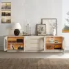 Arune 183 cm Arched Glass Doors TV Unit with Storage and LED – Stand – AUD-H1855