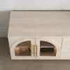 Arune 183 cm Arched Glass Doors TV Unit with Storage and LED – Stand – AUD-H1855