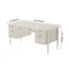 Mid Century Modern 163 cm Rectangular Whitewash Wood Desk with 6 Drawers