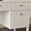 Mid Century Modern 163 cm Rectangular Whitewash Wood Desk with 6 Drawers