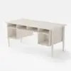 Mid Century Modern 163 cm Rectangular Whitewash Wood Desk with 6 Drawers