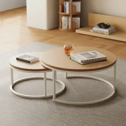 Picture of Fero 60 cm - 80 cm Natural Round Nesting Coffee Table