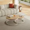 Fero 60 cm - 80 cm Natural Round Nesting Coffee Table