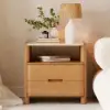Arvona Modern Natural Wooden 2-Drawer Nightstand with Sintered Stone Top, Set of 2