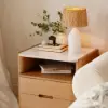 Arvona Modern Natural Wooden 2-Drawer Nightstand with Sintered Stone Top, Set of 2