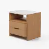 Arvona Modern Natural Wooden 2-Drawer Nightstand with Sintered Stone Top, Set of 2
