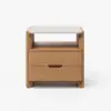 Arvona Modern Natural Wooden 2-Drawer Nightstand with Sintered Stone Top, Set of 2