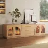 Arune 183 cm Arched Glass Doors TV Unit with Storage and LED – Stand – AUD-H1859