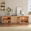 Arune 183 cm Arched Glass Doors TV Unit with Storage and LED – Stand – AUD-H1859