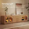 Arune 183 cm Arched Glass Doors TV Unit with Storage and LED – Stand – AUD-H1859