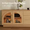 Arune 183 cm Arched Glass Doors TV Unit with Storage and LED – Stand – AUD-H1859