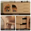 Arune 183 cm Arched Glass Doors TV Unit with Storage and LED – Stand – AUD-H1859
