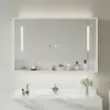 1000mm White LED Medicine Cabinet with Adjustable Lighting, Demister & Digital Clock