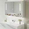 1000mm White LED Medicine Cabinet with Adjustable Lighting, Demister & Digital Clock