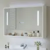 1000mm White LED Medicine Cabinet with Adjustable Lighting, Demister & Digital Clock