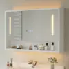 1000mm White LED Medicine Cabinet with Adjustable Lighting, Demister & Digital Clock