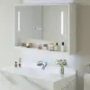 1000mm White LED Medicine Cabinet with Adjustable Lighting, Demister & Digital Clock