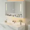 1000mm White LED Medicine Cabinet with Adjustable Lighting, Demister & Digital Clock