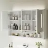 1000mm White LED Medicine Cabinet with Adjustable Lighting, Demister & Digital Clock