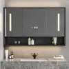 1000mm Black LED Medicine Cabinet with Adjustable Lighting, Demister & Digital Clock