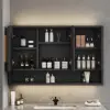 1000mm Black LED Medicine Cabinet with Adjustable Lighting, Demister & Digital Clock