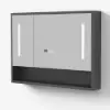 1000mm Black LED Medicine Cabinet with Adjustable Lighting, Demister & Digital Clock