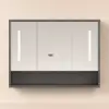 1000mm Black LED Medicine Cabinet with Adjustable Lighting, Demister & Digital Clock