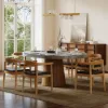 Dining Set 39"-55" Japandi Extendable Dining Table Gray with 6 Chairs