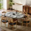 Dining Set 39"-55" Japandi Extendable Dining Table Gray with 6 Chairs