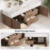 Modern 59" Walnut Floating Double Bathroom Vanity with Sintered Stone Top and Sink – Gold Handles