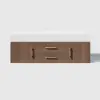 Modern 59" Walnut Floating Double Bathroom Vanity with Sintered Stone Top and Sink – Gold Handles