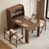 Farmhouse 180 cm Extendable Rectangular Walnut Dining Table with Sideboard, Seats 4-5