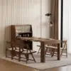 Farmhouse 180 cm Extendable Rectangular Walnut Dining Table with Sideboard, Seats 4-5