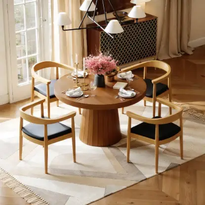 Dining Set 39"-55" Japandi Extendable Dining Table with 4 Chairs – AUD-H1868