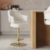 Modern Warm White Boucle Adjustable Swivel Counter Stool with Gold Base, 1 Piece